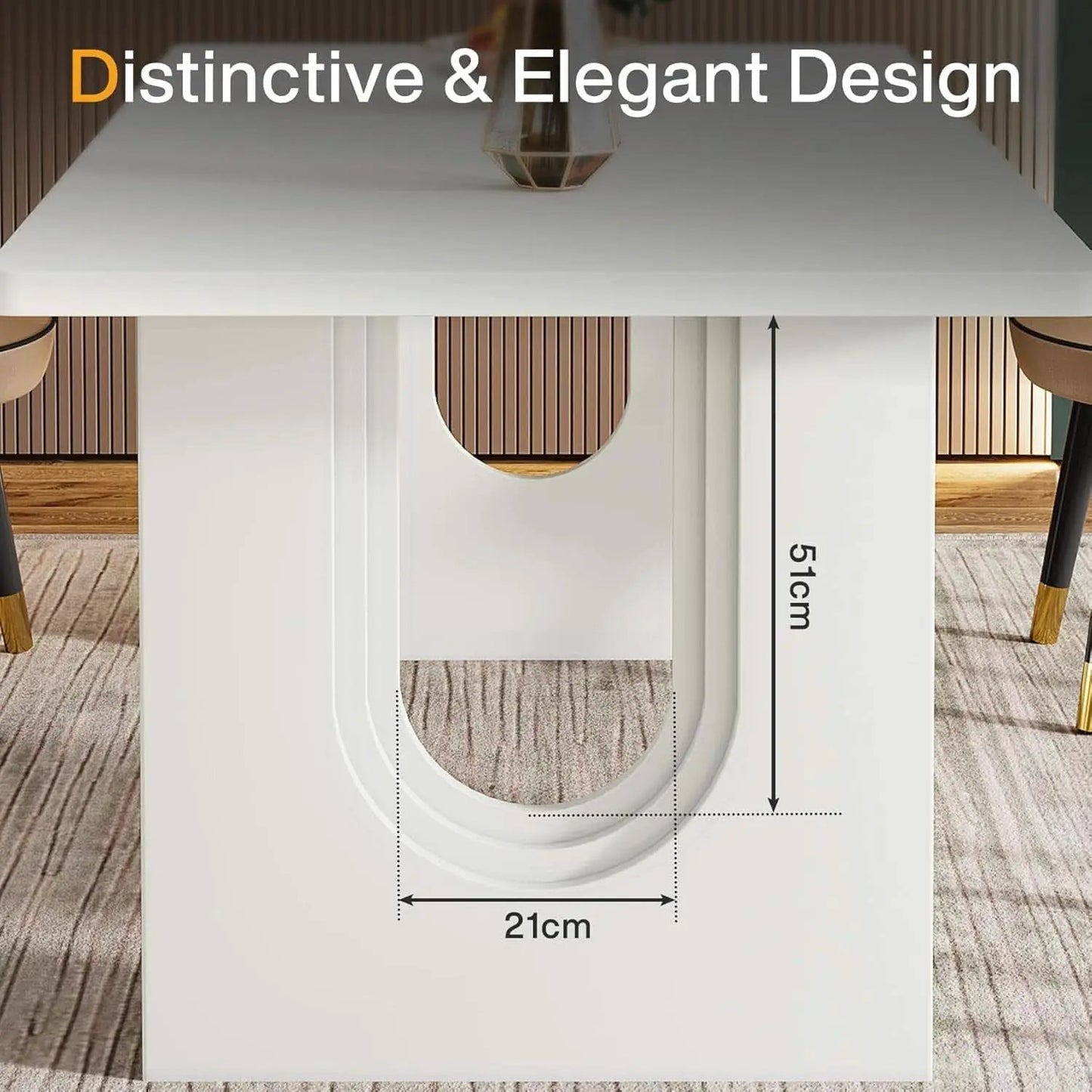 Modern White Dining Table 71 Inch With Wood Pedestal Base from PriceLows™