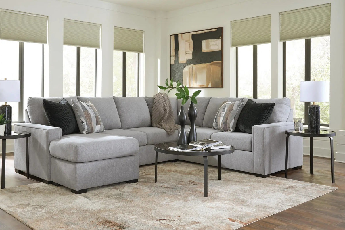 Sectional Sofa | 2 Piece Set | Satin Weave Fabric | Reversible Chaise