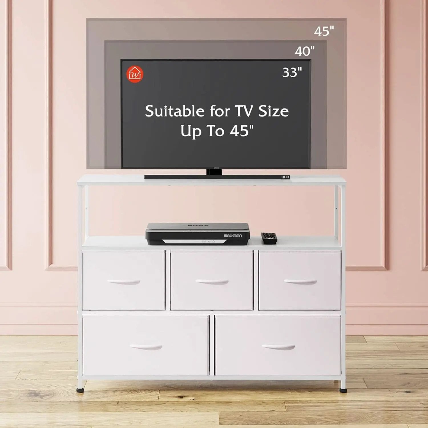 Dresser TV Stand 5 Drawers And Built In Charging Station from PriceLows™