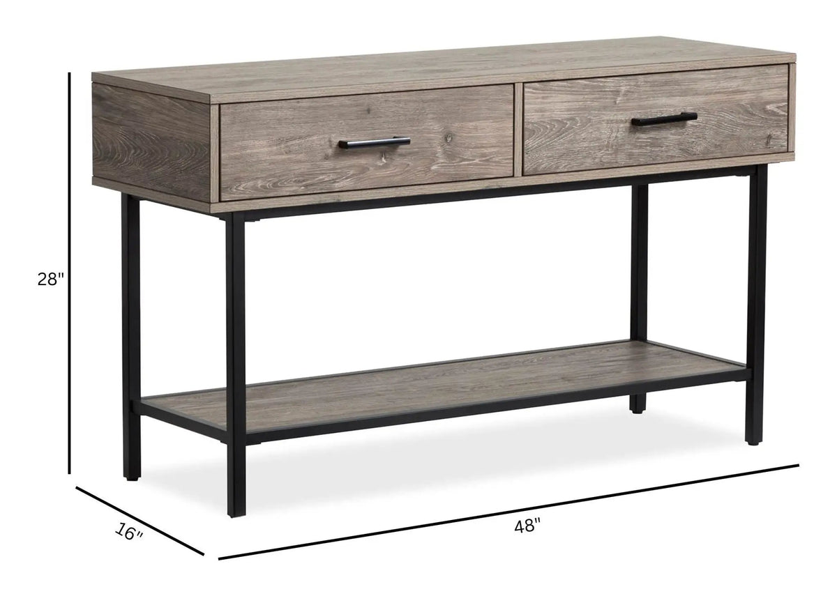 Fenwick Rectangular End Table | Whitetail Brown Finish | Matte Black Metal | Industrial Style