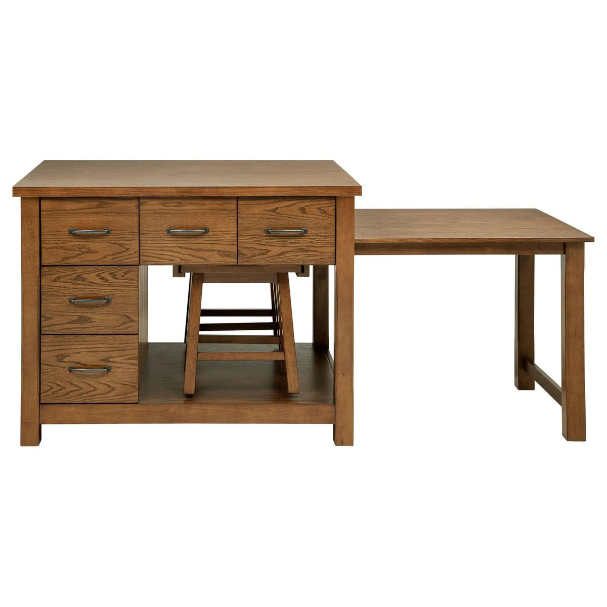 Mayfair 3-piece Kitchen Island with Extension Table Dark | 3-Piece Set | Dining Room Furniture | Oak