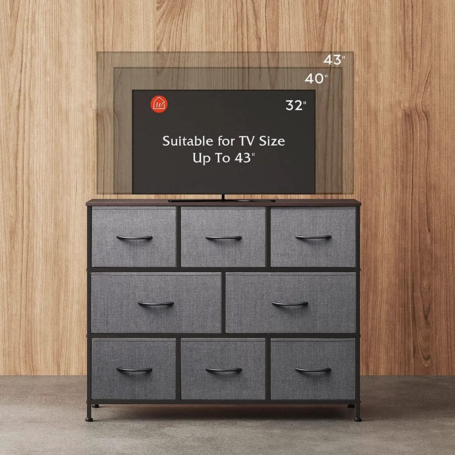 Fabric Dresser With TV Stand 8 Drawer Bedroom Storage from PriceLows™