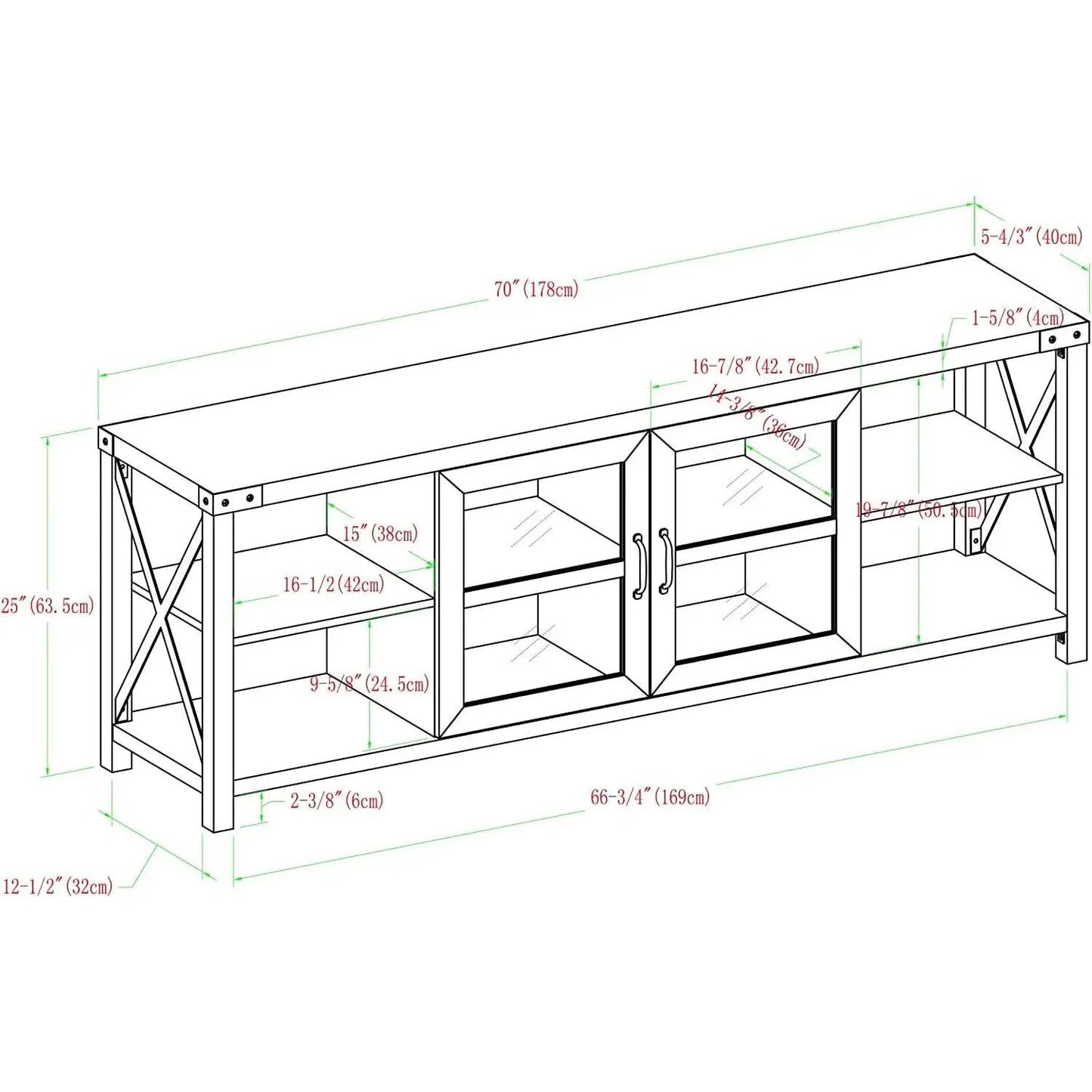 Rustic Modern 70 Inch TV Console With Open Shelves from PriceLows™