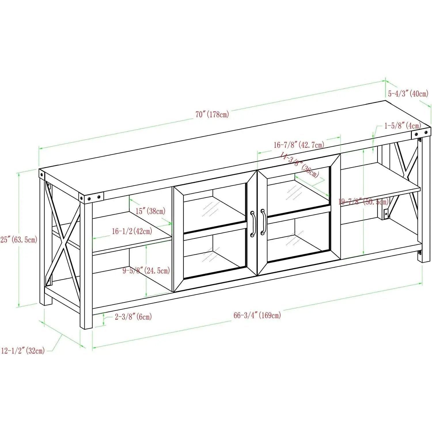 Rustic Modern 70 Inch TV Console With Open Shelves from PriceLows™