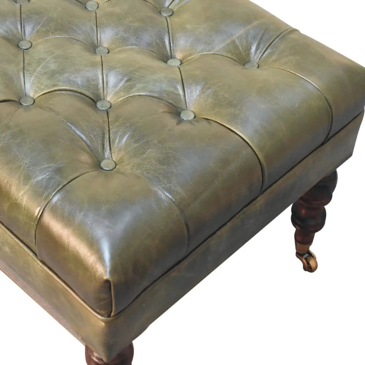 Buffalo Ottoman With Castor Legs | 7 Pieces | Mango Wood | Living Room