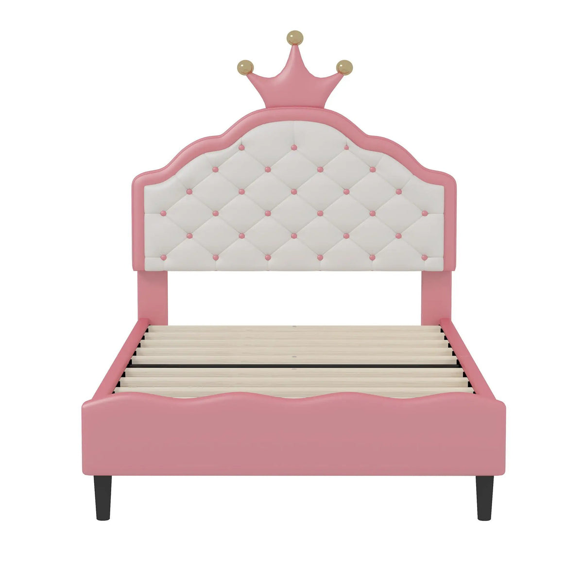 Crown Princess Bed | Tufted Headboard | Fantasy Crown Design | Sturdy Plywood Frame