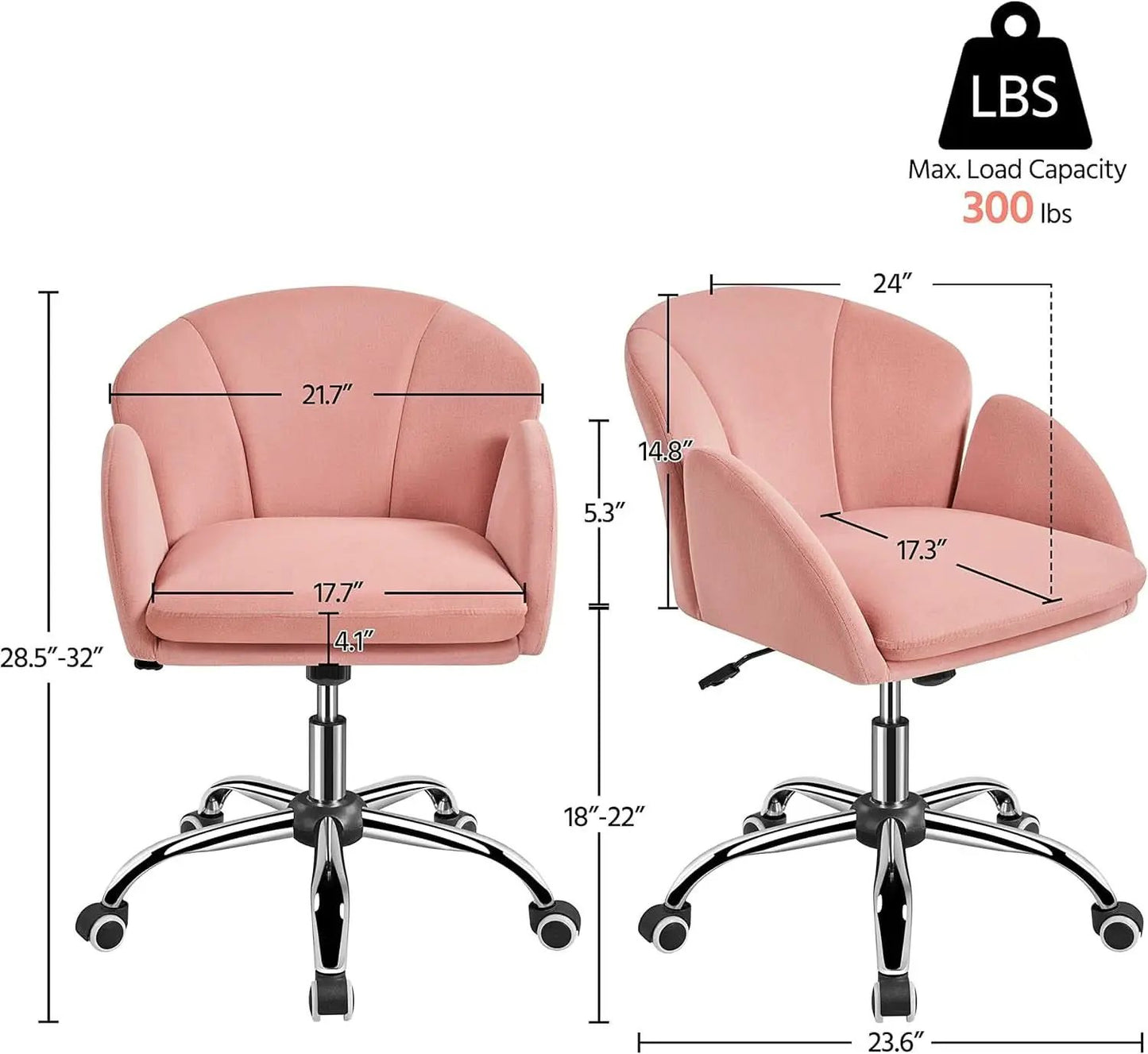 Pink Velvet Desk Chair With Wheels And Armrests Swivel Office Chair from PriceLows™