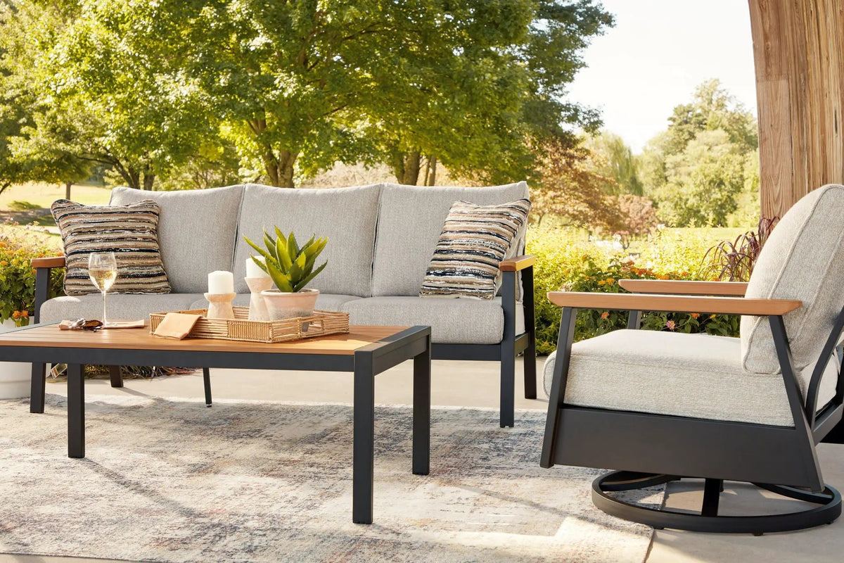 Carmel Highlands Outdoor Set | 4-Piece | Sofa Chairs And Table | Dark Brown