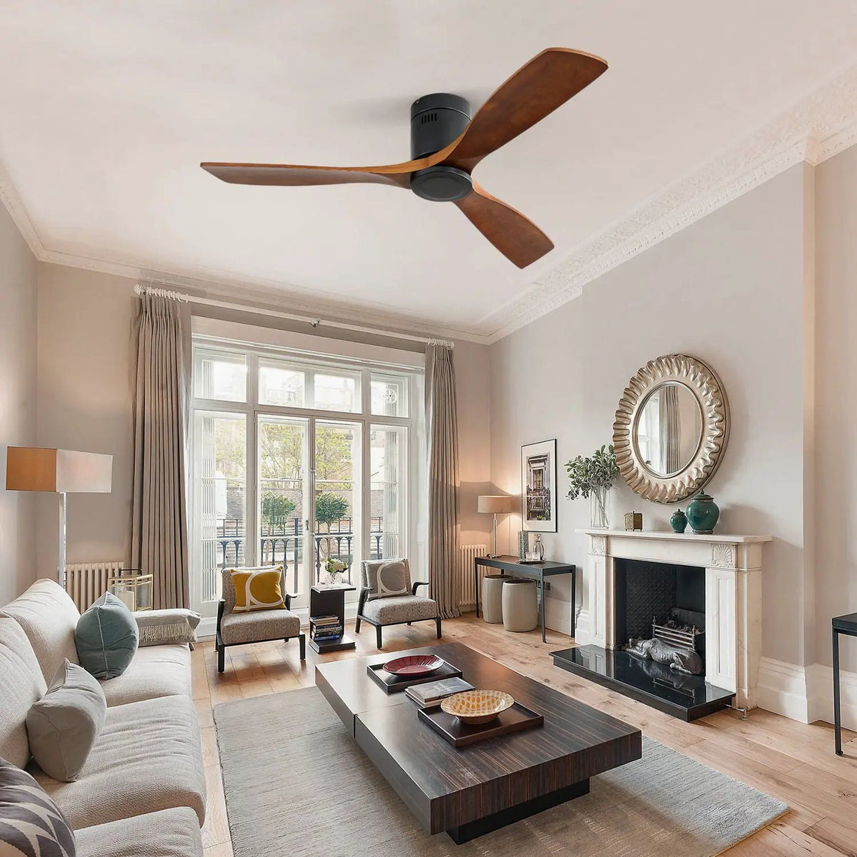 Low Profile Ceiling Fan | 52 Inch Span | 3 Blades | Noiseless Reversible DC Motor