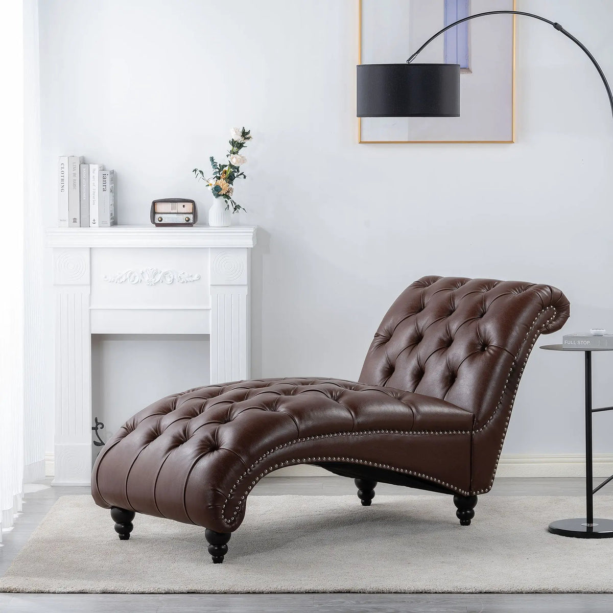 Tufted Armless Chaise Lounge | High Density Foam | Bubble Nail Trim