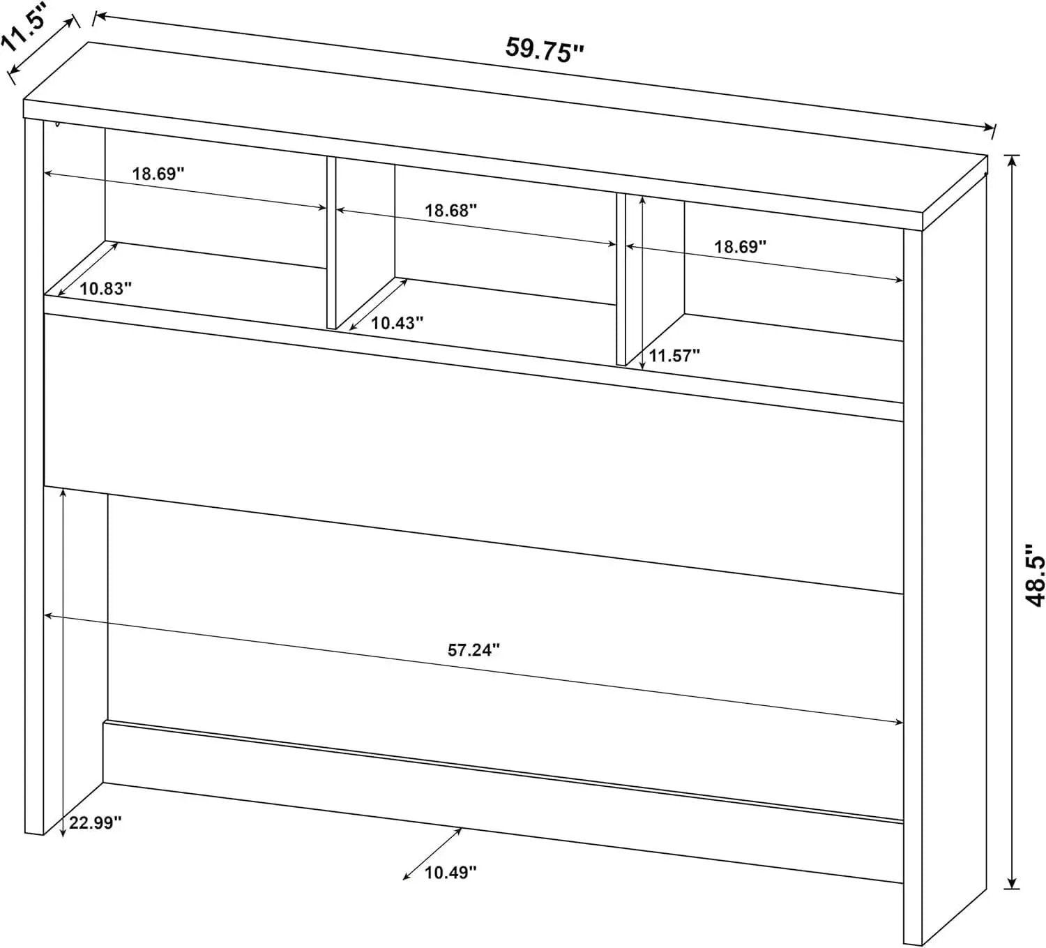 Queen Bookcase Headboard with Dark Pine Finish from PriceLows™