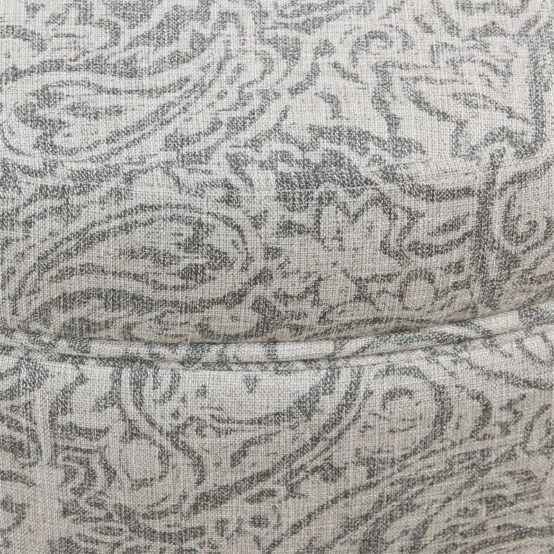 Gray Floral Storage Ottoman Large Round For Living Room from PriceLows™