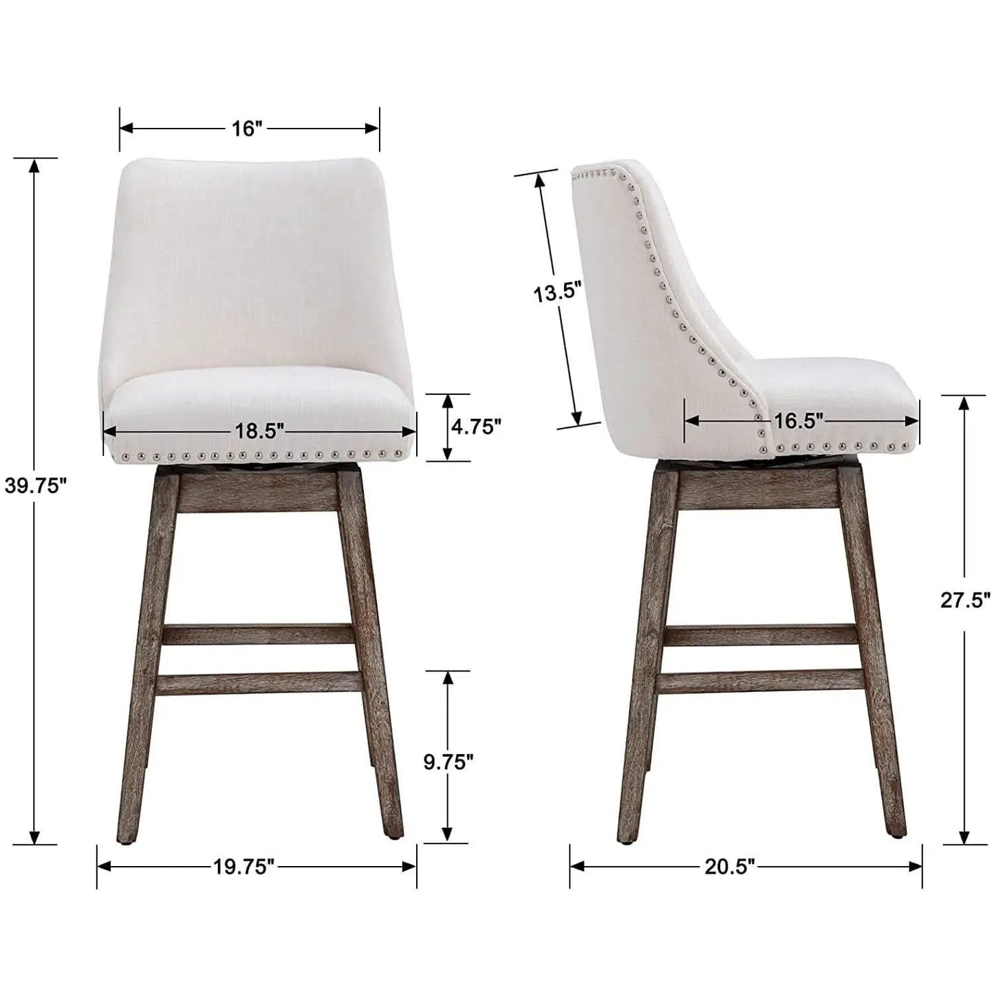 Swivel Upholstered Bar Stool With Back Wood Legs Set Of 4 from PriceLows™