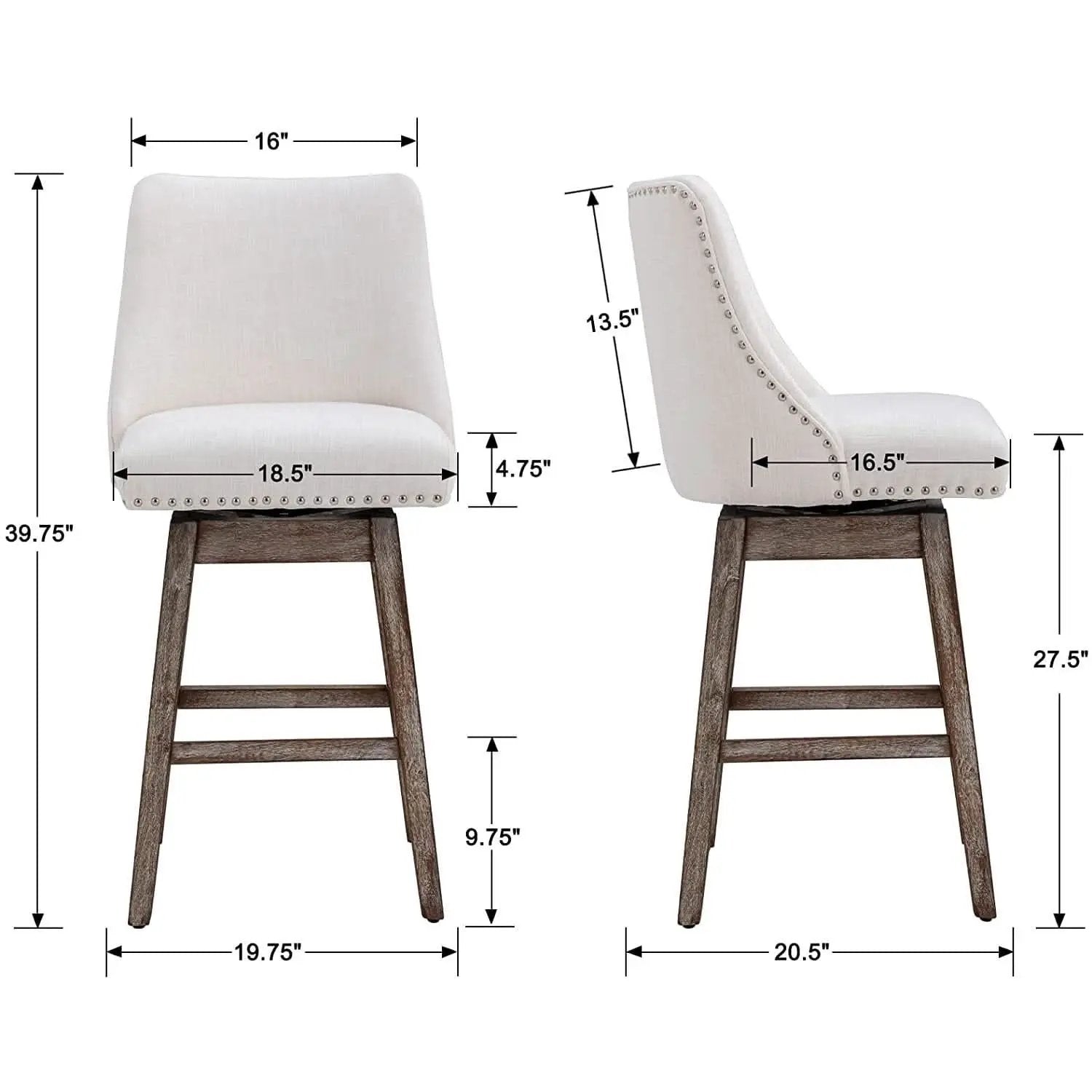 Swivel Upholstered Bar Stool With Back Wood Legs Set Of 4 from PriceLows™