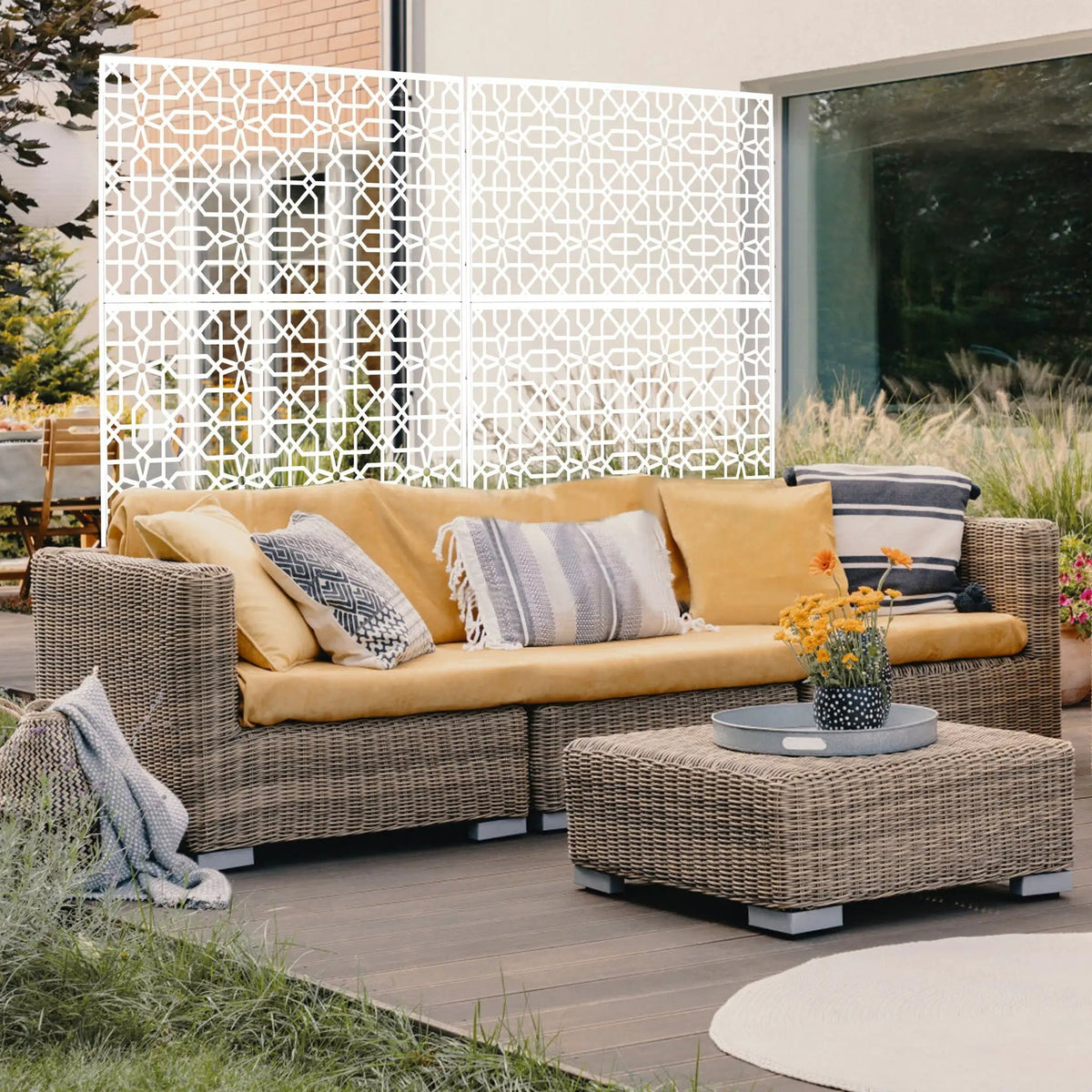 Metal Freestanding Privacy Screen | Rust Resistant Panel | Indoor Outdoor