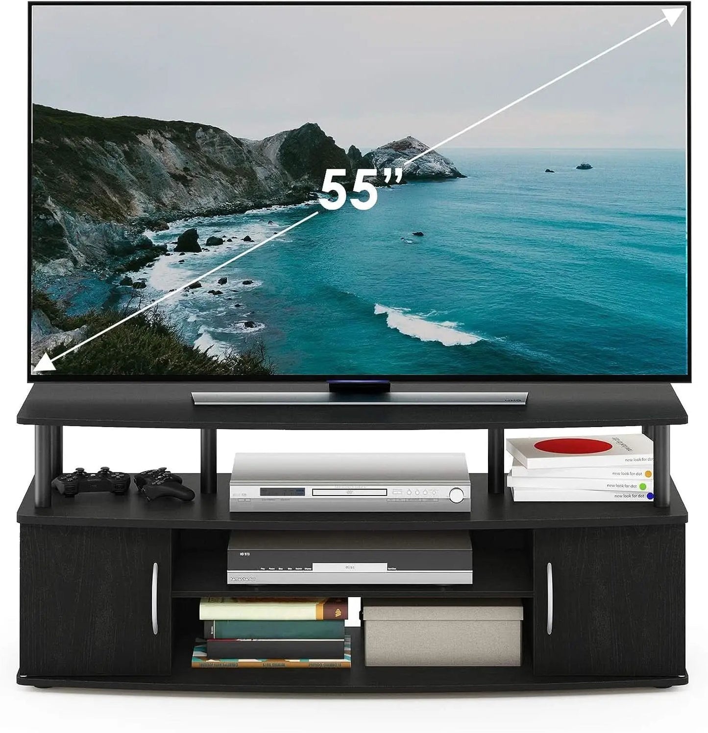 Jaya 55 Inch TV Entertainment Stand Blackwood Wood Cabinet from PriceLows™