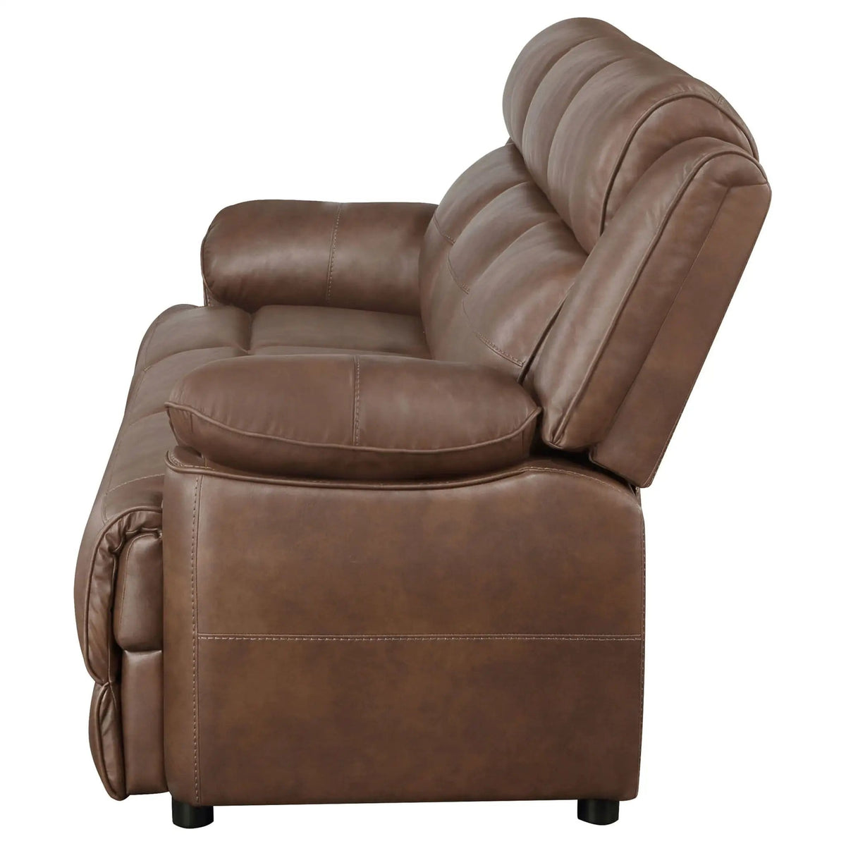 Ellington Upholstered Padded Arm Sofa | 86.25 x 39 x 40.5 in | Faux Leather | Dark Brown