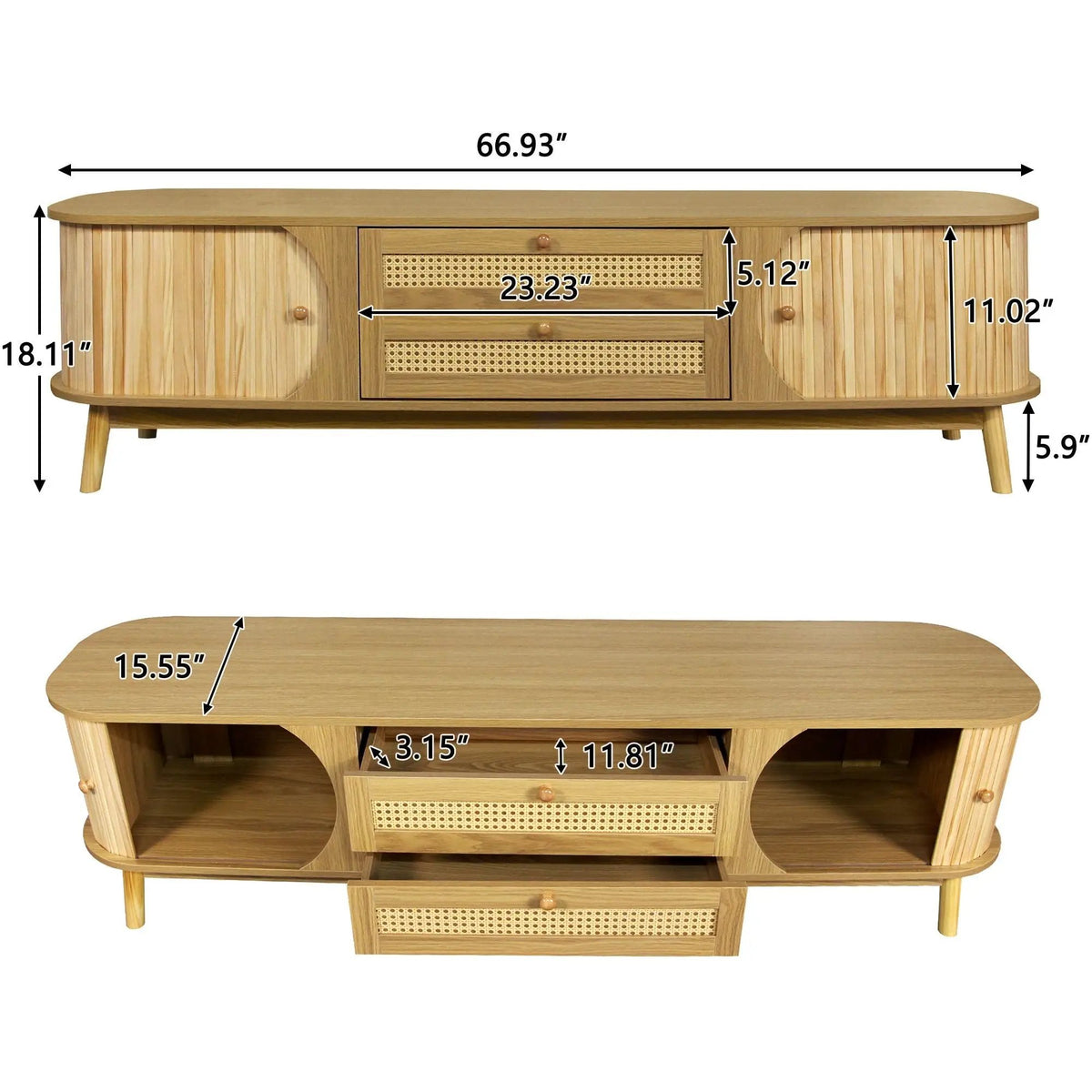 Rattan TV Stand | Fits TVs Up To 75 Inches | Modern Farmhouse Media Console