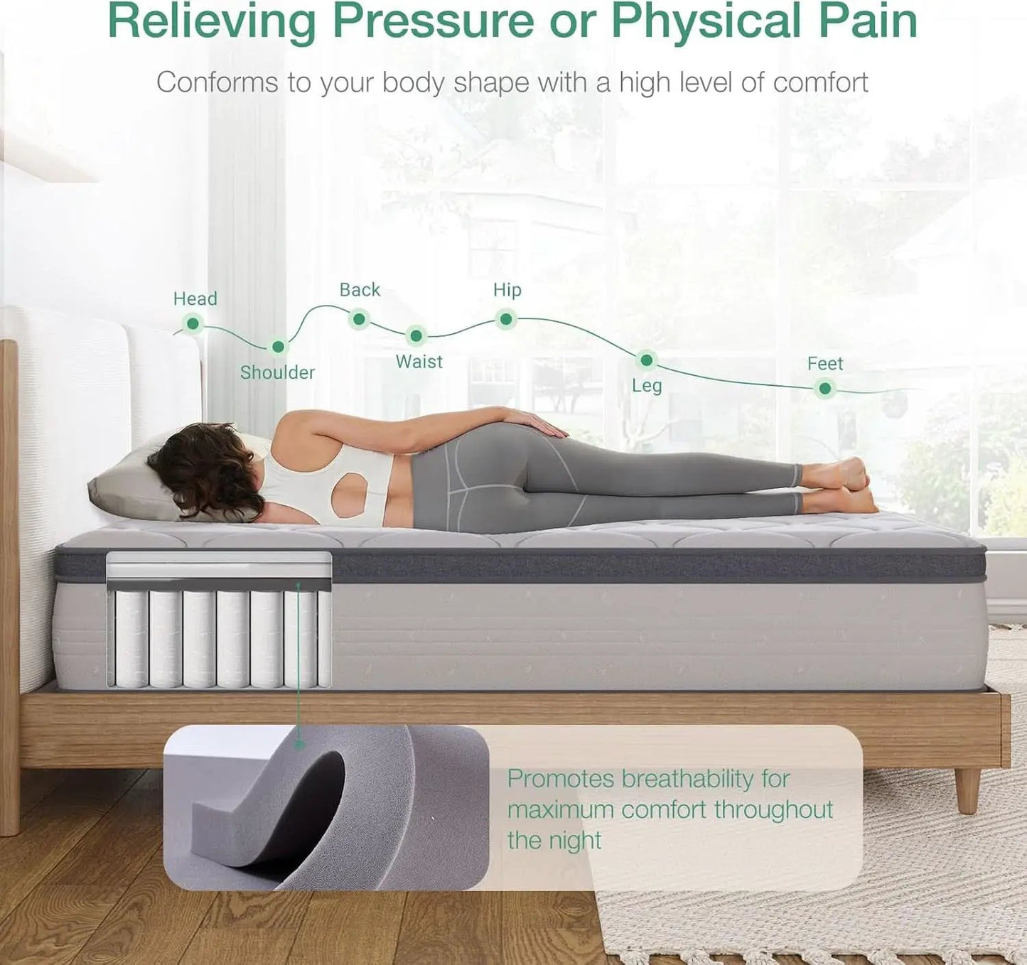 Queen Hybrid Mattress 12 Inch Soft Pillow Top Comfort from PriceLows™