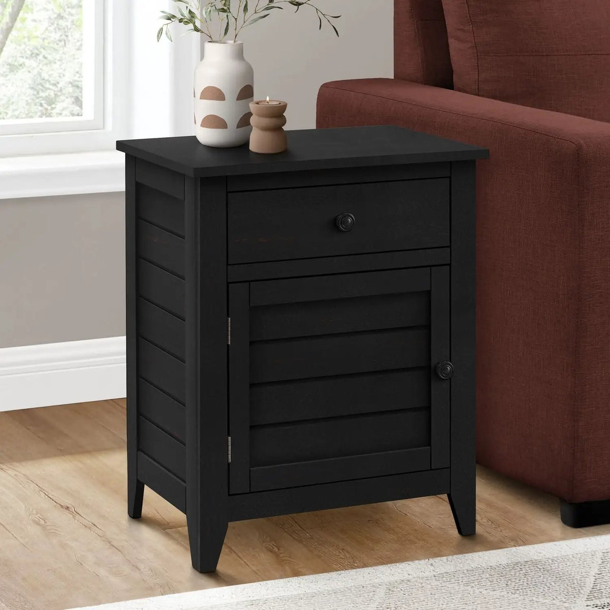 Accent Nightstand | Transitional Coastal Style | Storage Drawer | Spacious Tabletop