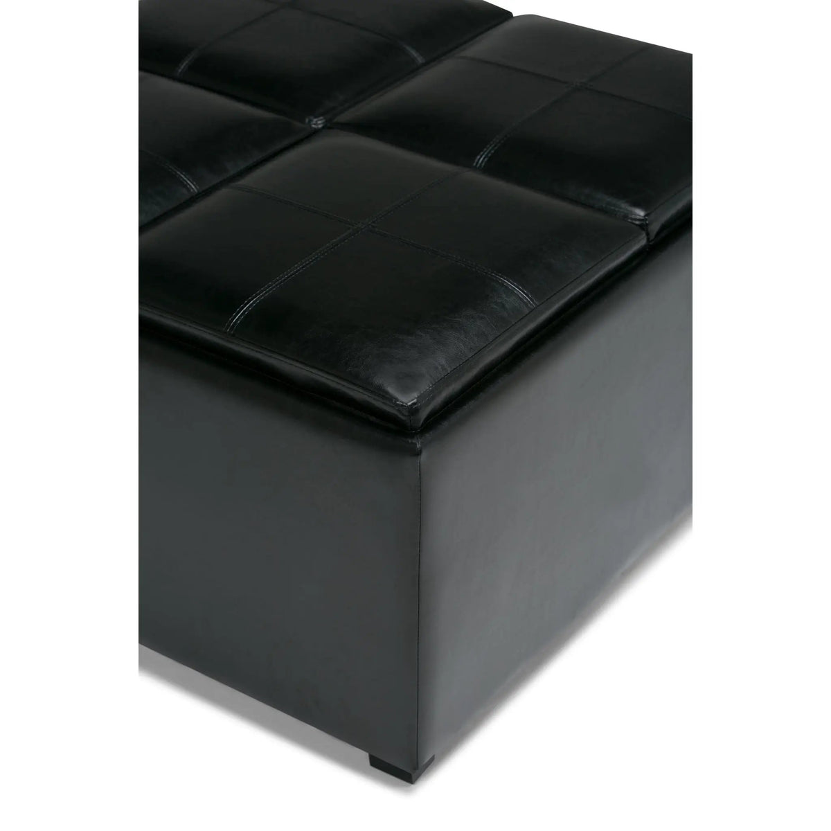 Avalon Square Storage Ottoman | Coffee Table Design | Four Flip Over Serving Trays | 35 Inch Width