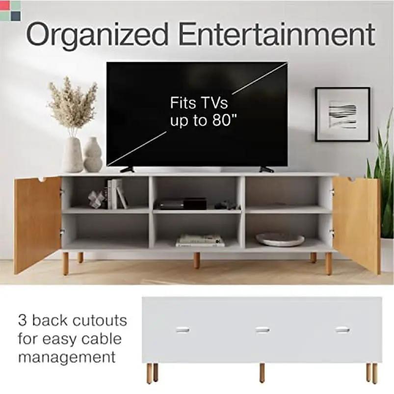 Modern 70 Inch TV Stand With Durable Adjustable Shelves from PriceLows™