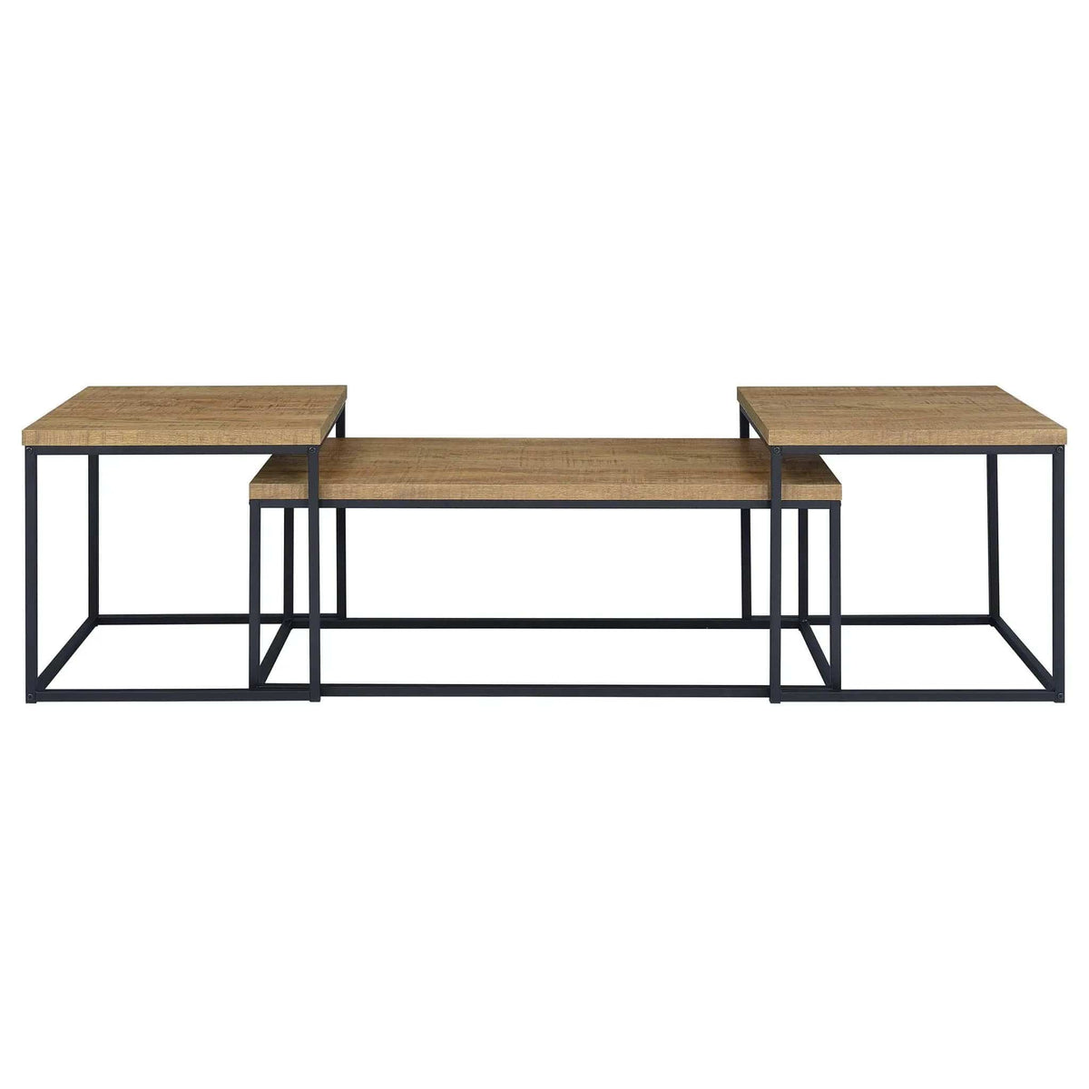 Straden 3-piece Engineered Wood Coffee Table Set Mango and | 3-Piece Set | Mango Wood & Metal | Black