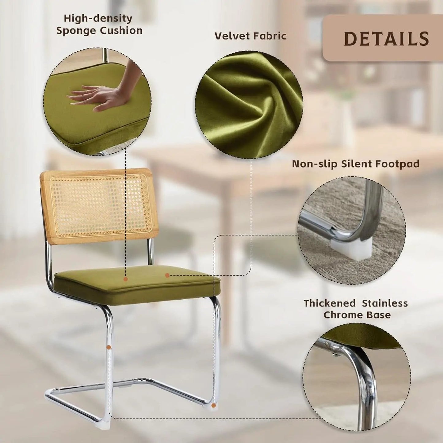 Rattan Dining Chairs Set Of 2 Green With Cane Back from PriceLows™