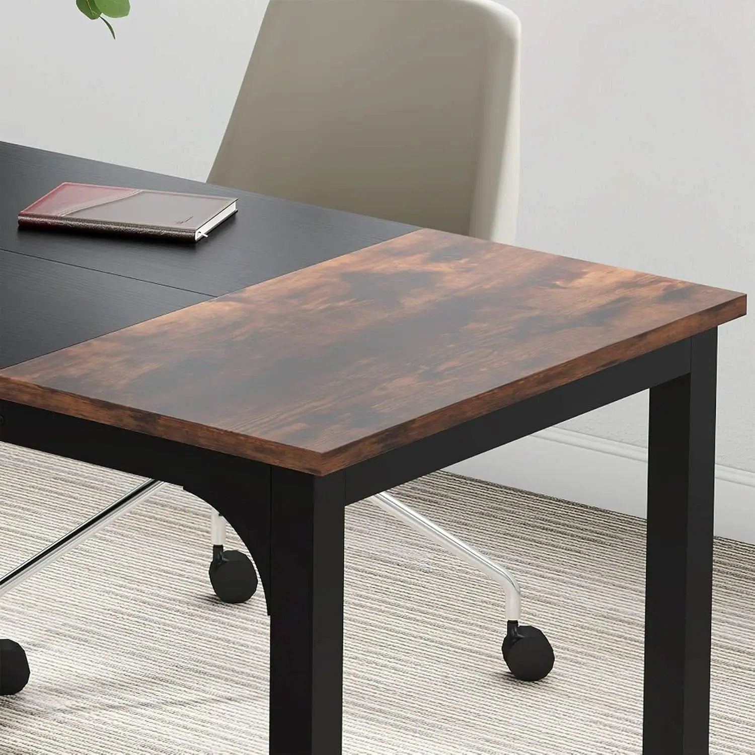 63 Inch Executive Desk Two Tone Brown Black Heavy Duty Frame from PriceLows™