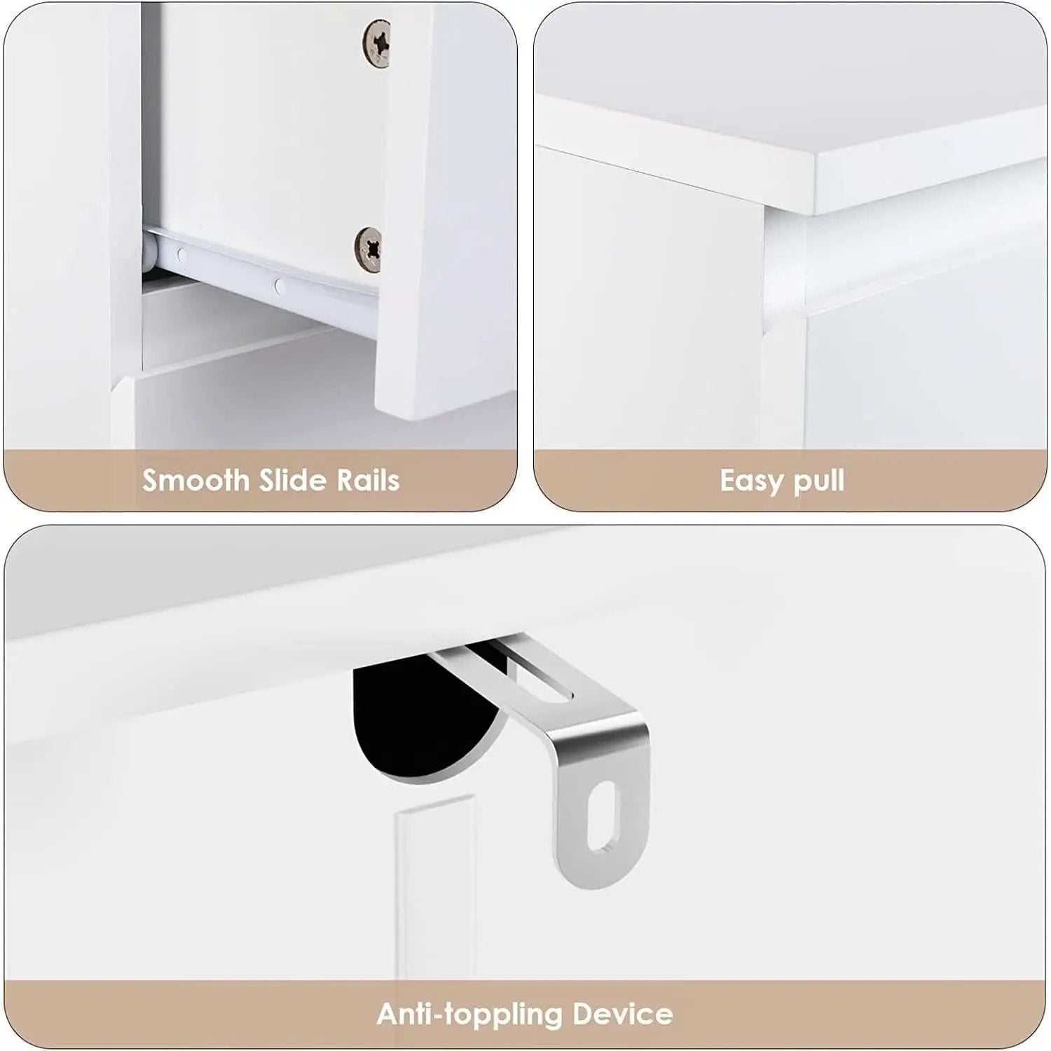 White Wooden 6 Drawer Bedroom Dresser With Sliding Rails from PriceLows™