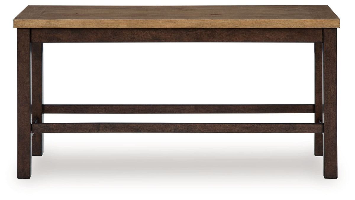 Rylandeen Double Counter Height Bench | 48 x 17 x 23.88 in | Solid Wood | Light Brown / Dark Brown