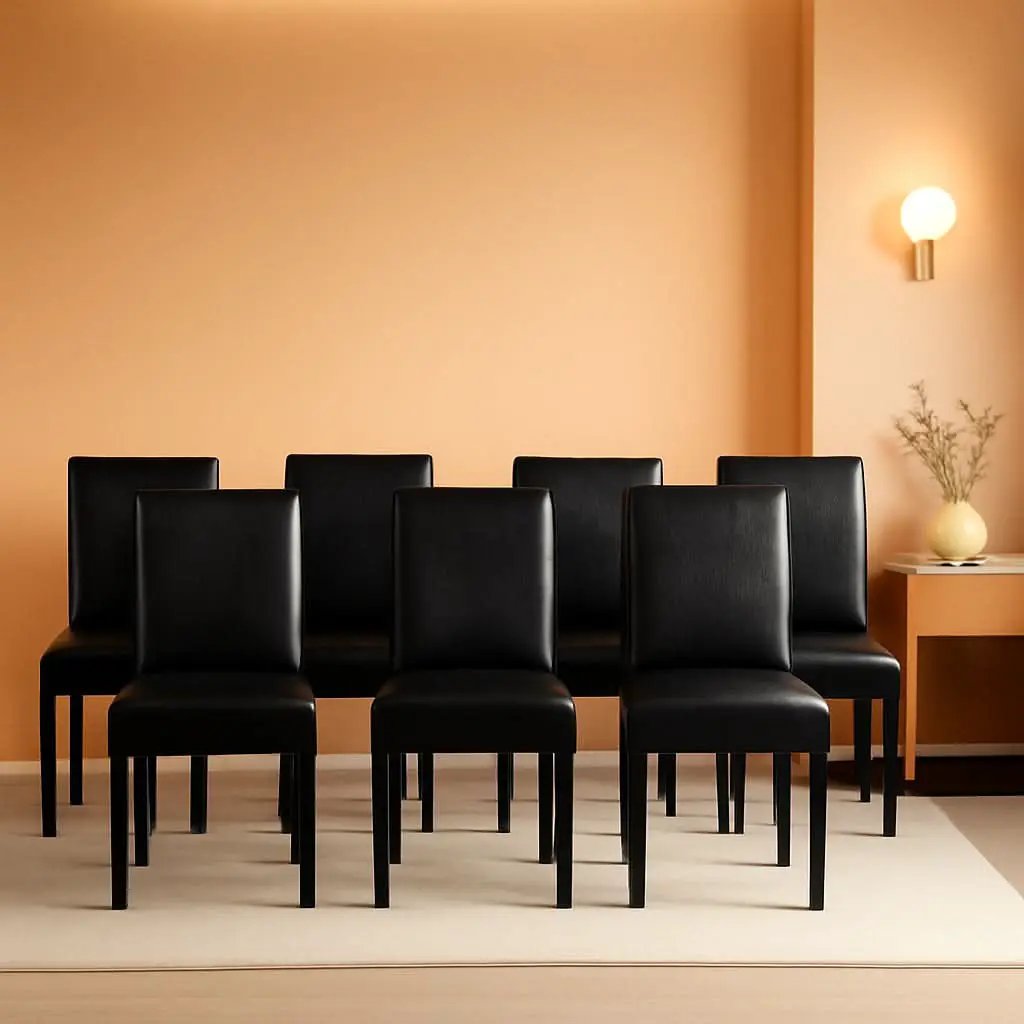 Modern PU Upholstered Dining Chairs Black Cushioned Seats from PriceLows™