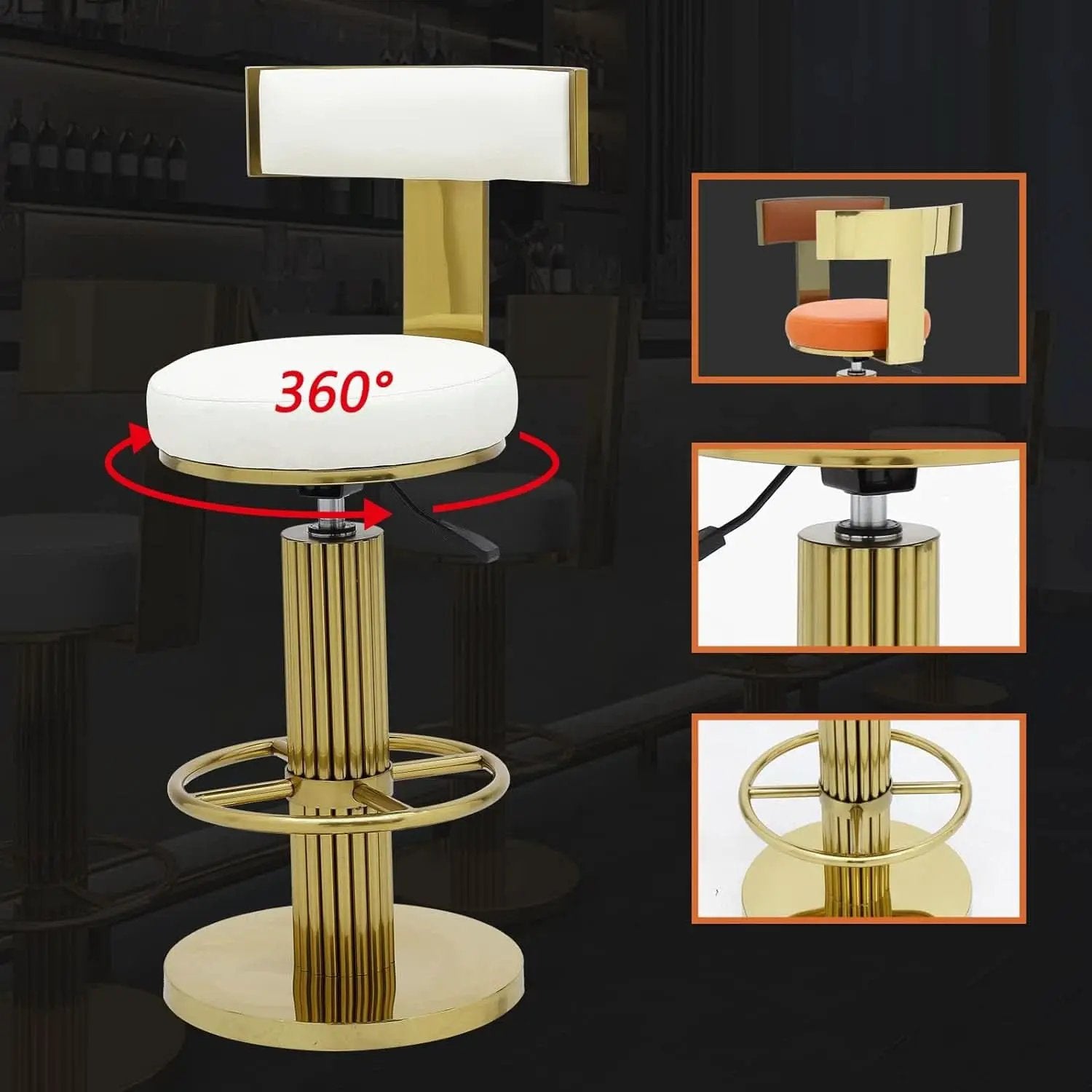 White Counter Height Bar Stools With Adjustable Height from PriceLows™