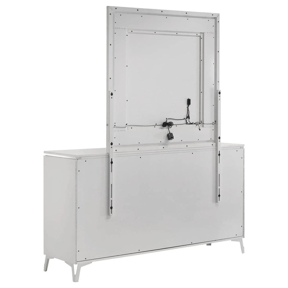 Cassia 6-drawer Dresser Cabinet with Mirror White High Gloss | 63 x 17.75 x 76.5 in | Metal | Bedroom