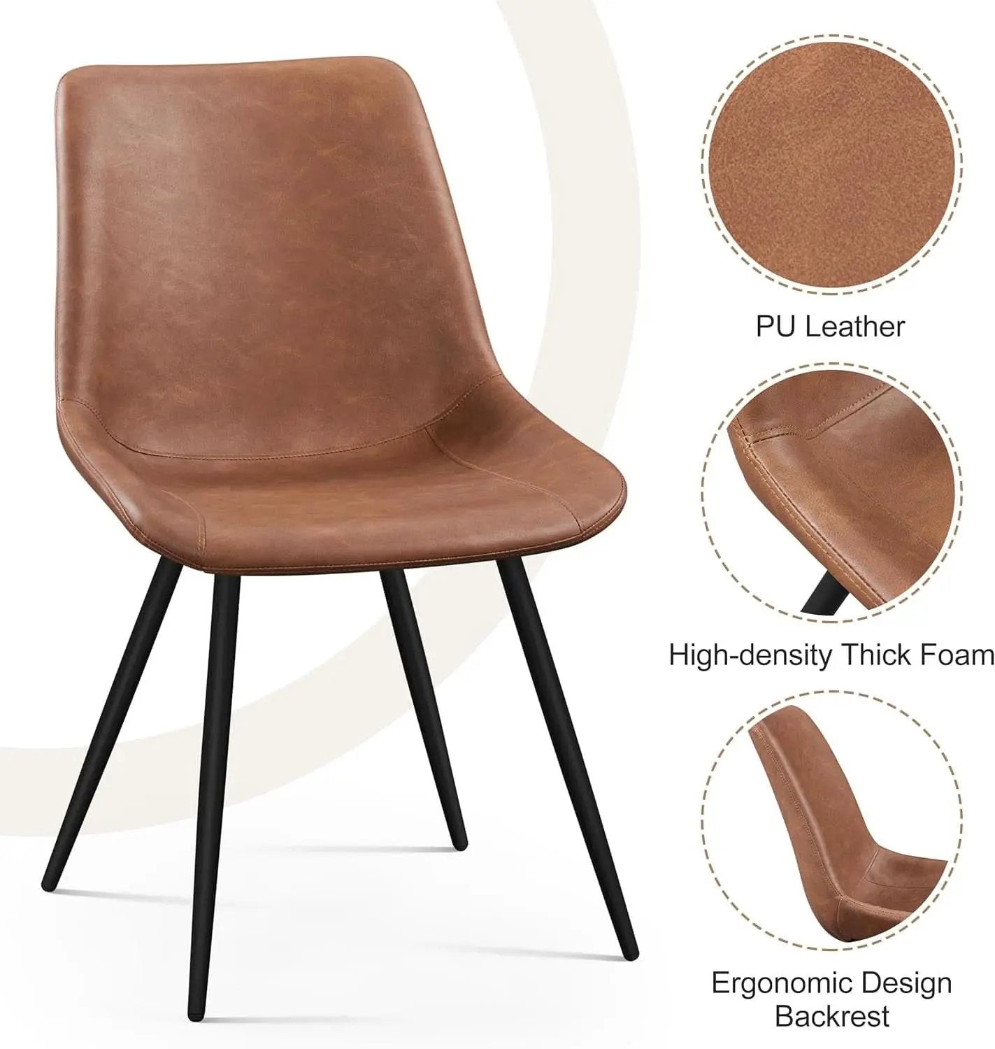 Dining Chairs Set Of 2 Brown Upholstered Faux Leather from PriceLows™