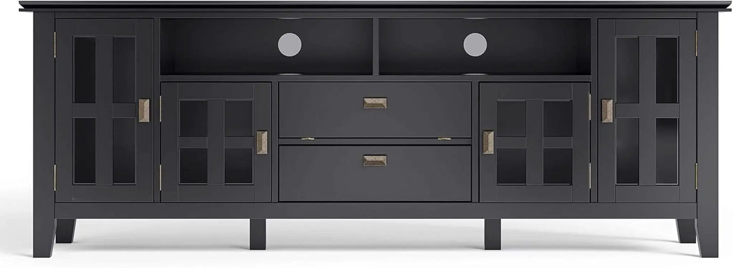 72 Inch Solid Wood TV Stand In Black For 80 Inch TVs from PriceLows™