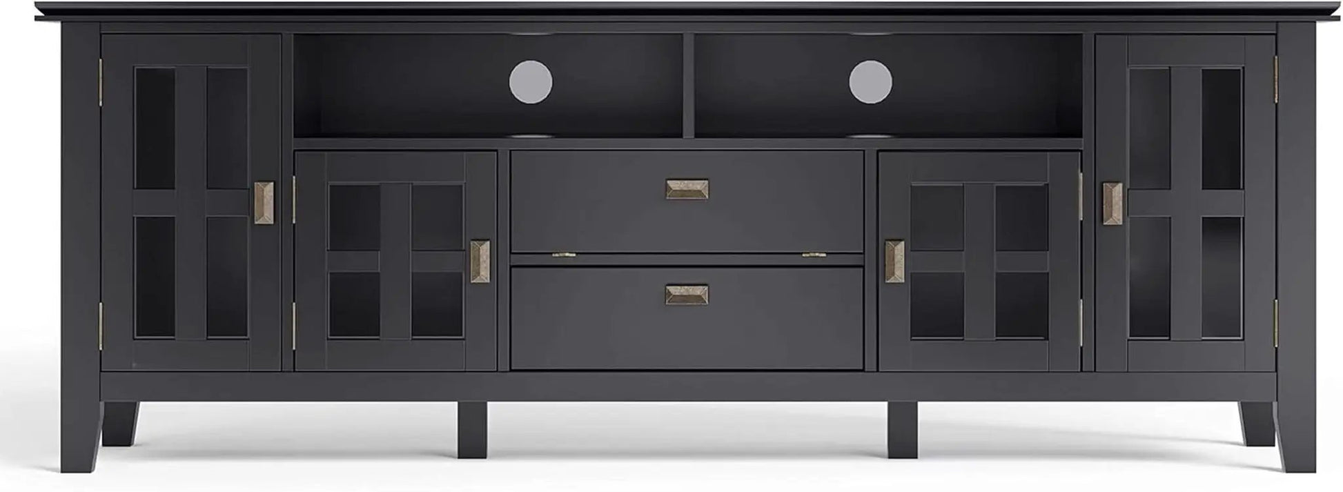72 Inch Solid Wood TV Stand In Black For 80 Inch TVs from PriceLows™