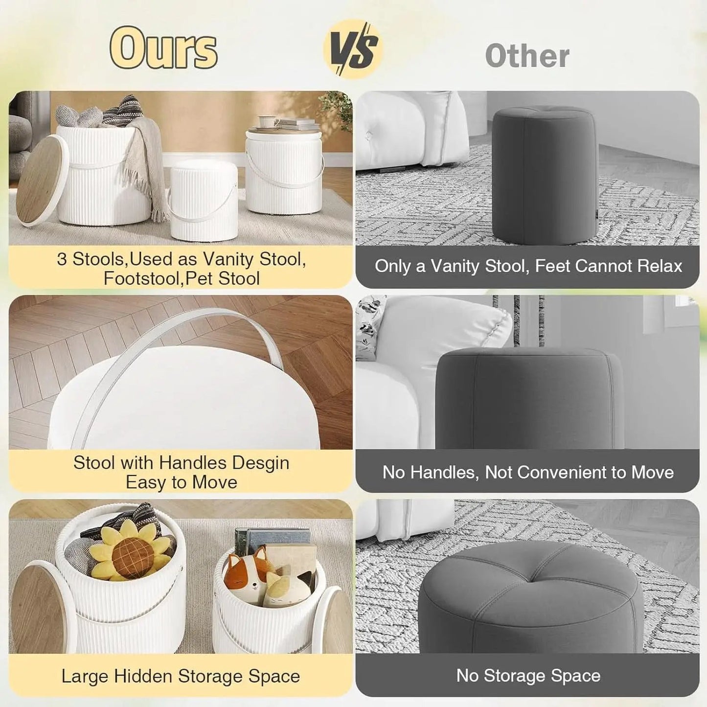 Velvet Upholstered Storage Ottoman With Removable Liner from PriceLows™