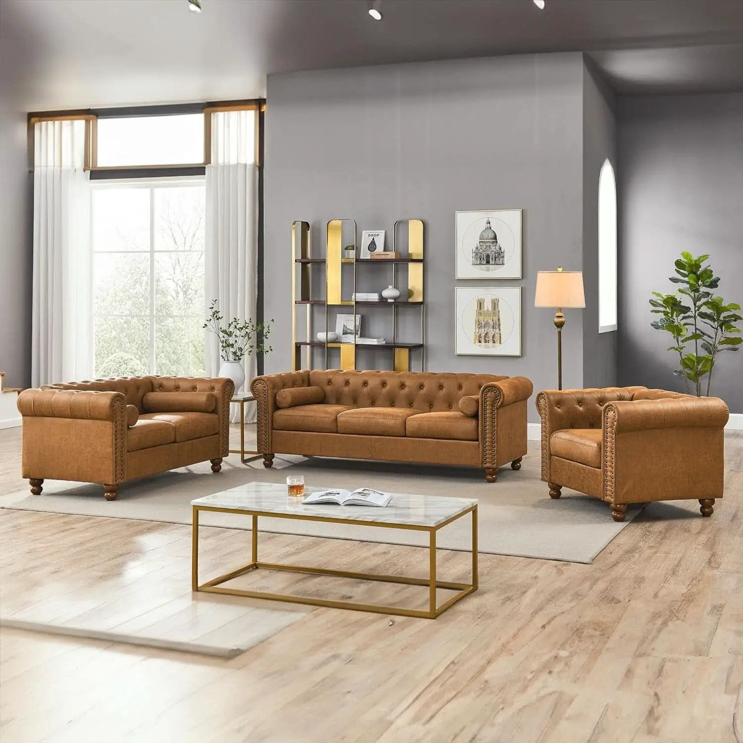Two Piece Air Leather Sofa Set For Living Room Home Decor from PriceLows™