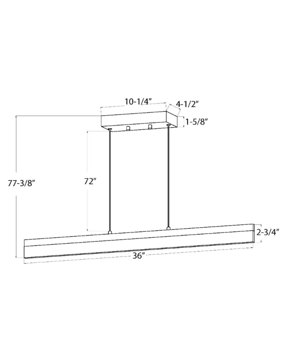 LED Linear Island Light | 36 Inch | Brushed Nickel | Acrylic Shade
