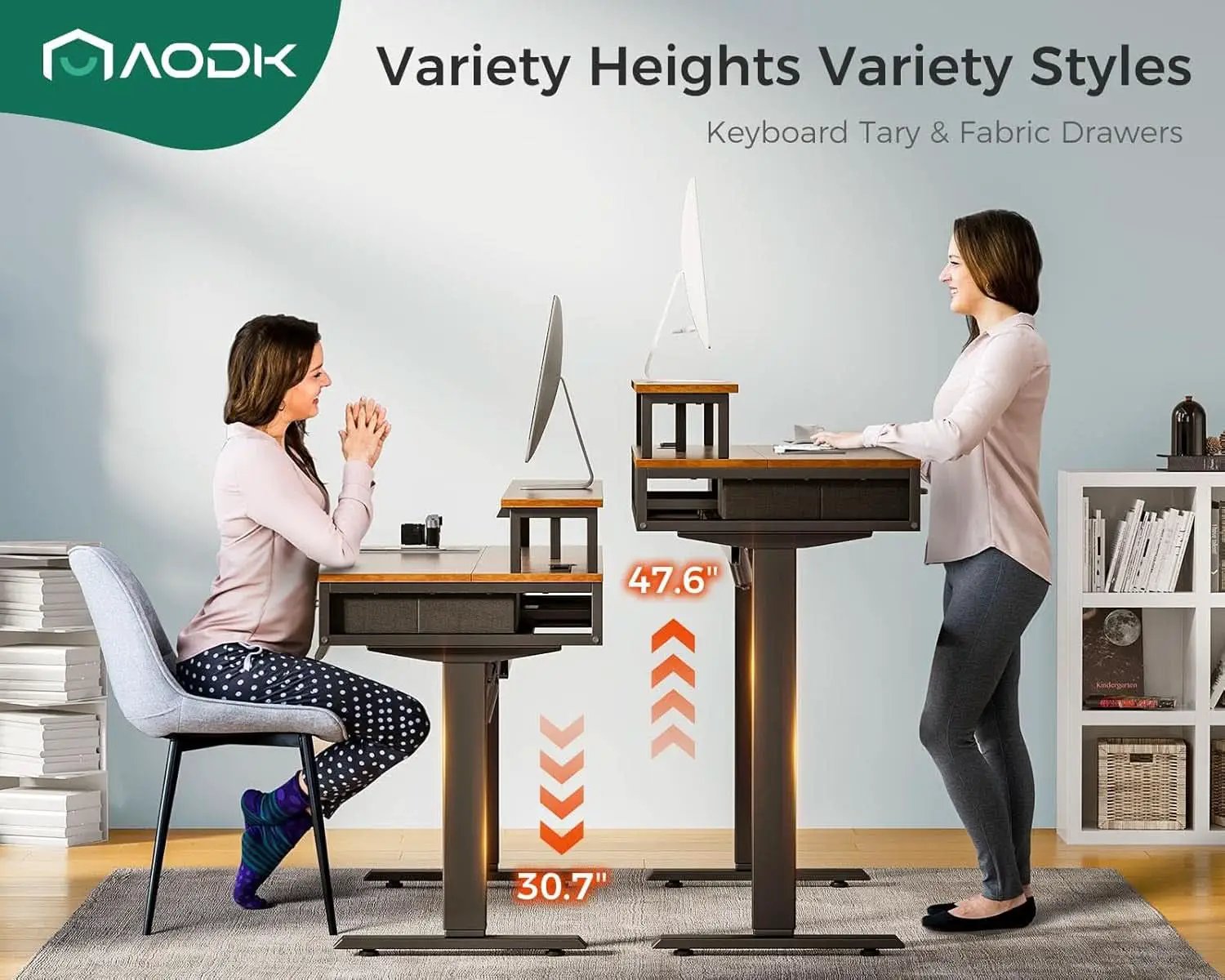 Electric Standing Desk 55 Inch With Drawers Power Outlets from PriceLows™