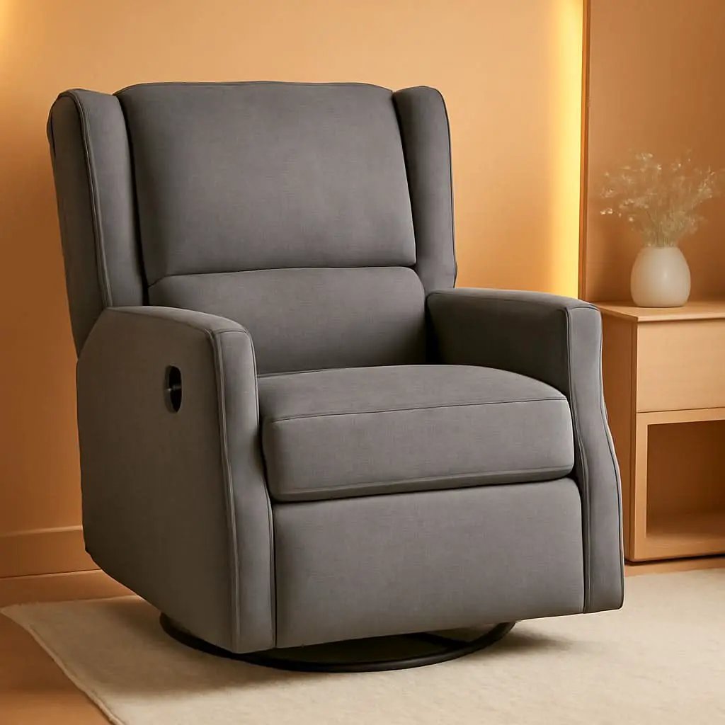 Omma Wingback Swivel Glider Recliner Dark Gray Upholstered from PriceLows™