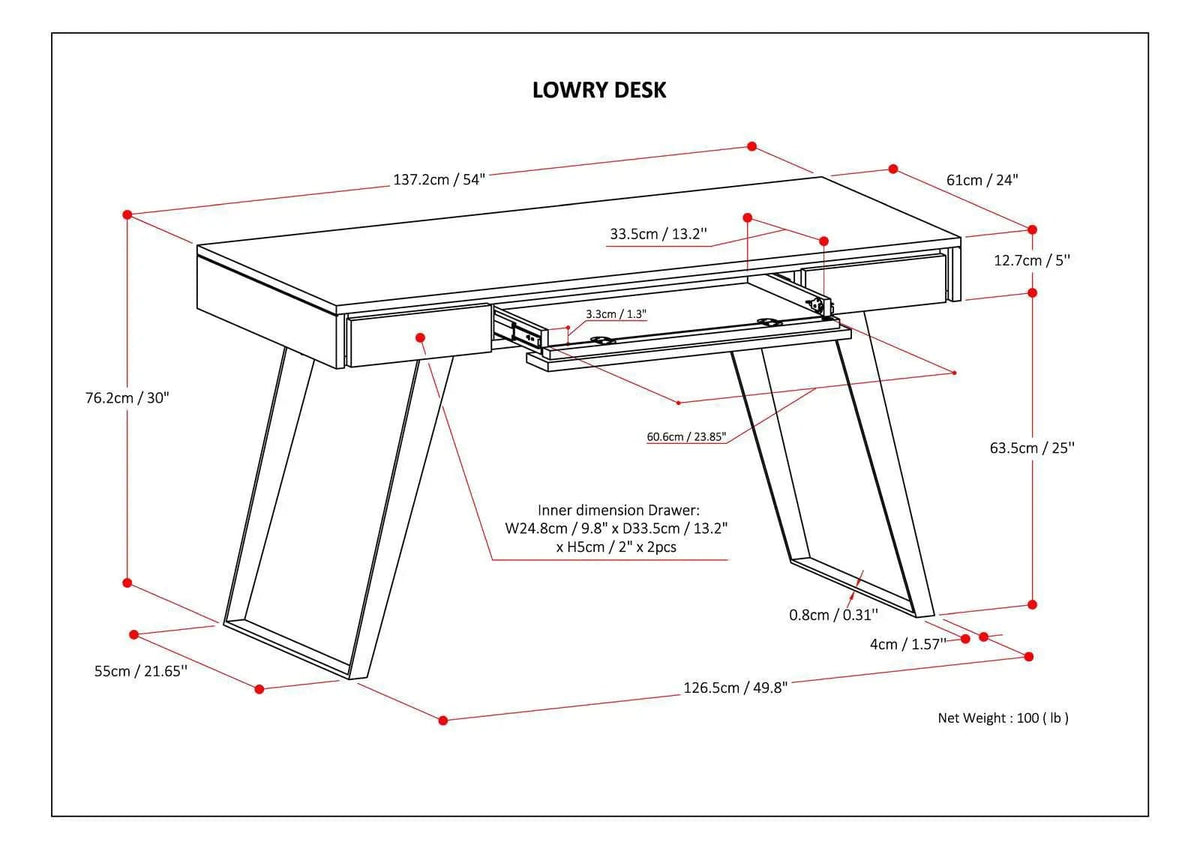 Lowry Handcrafted Desk | 5 Pieces | Metal | Home Office