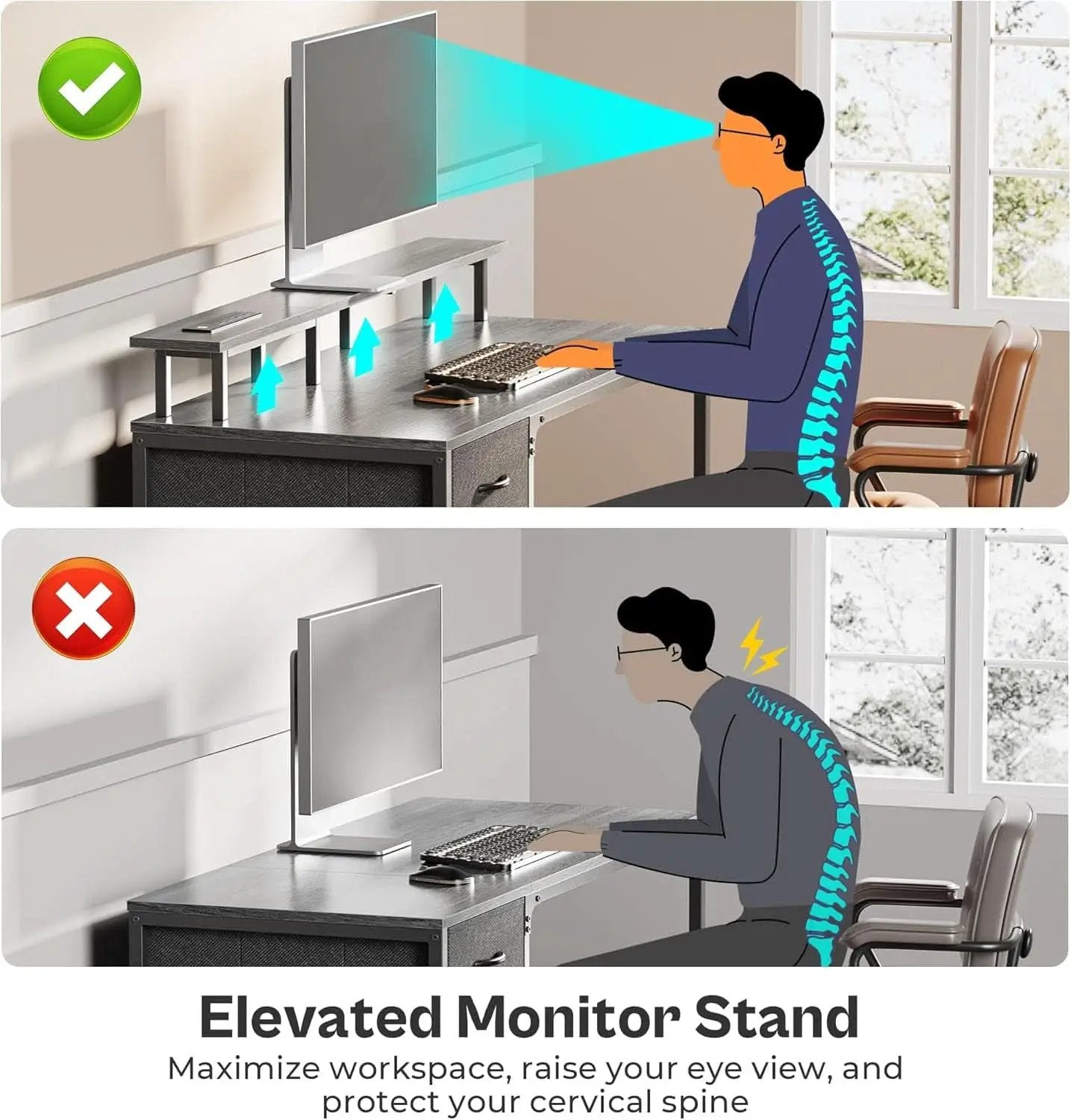 47 Inch Computer Desk With LED Lights For Home Office from PriceLows™