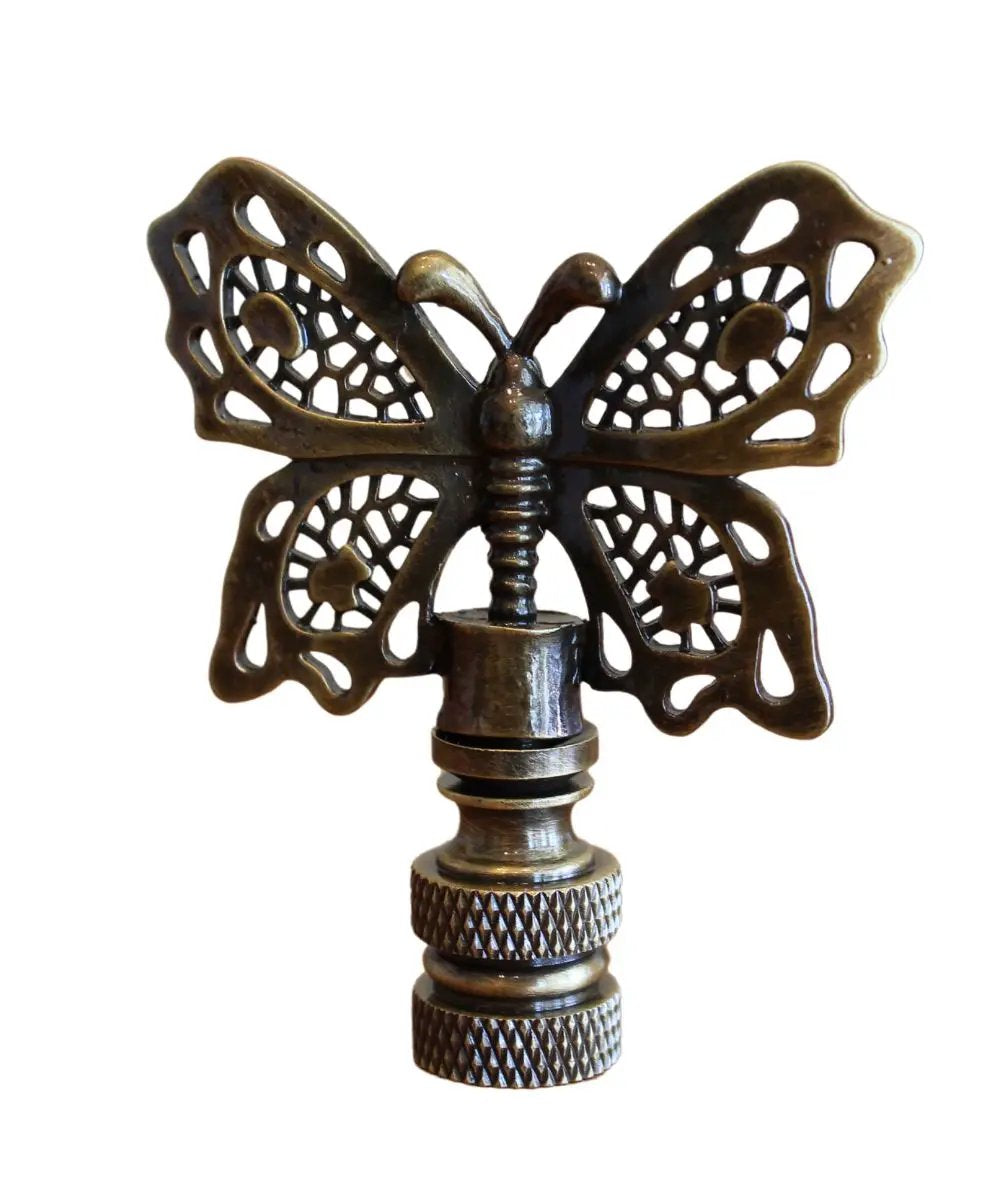 Lamp Finial | Butterfly Design | Antique Brass | 2.3 Inch Height