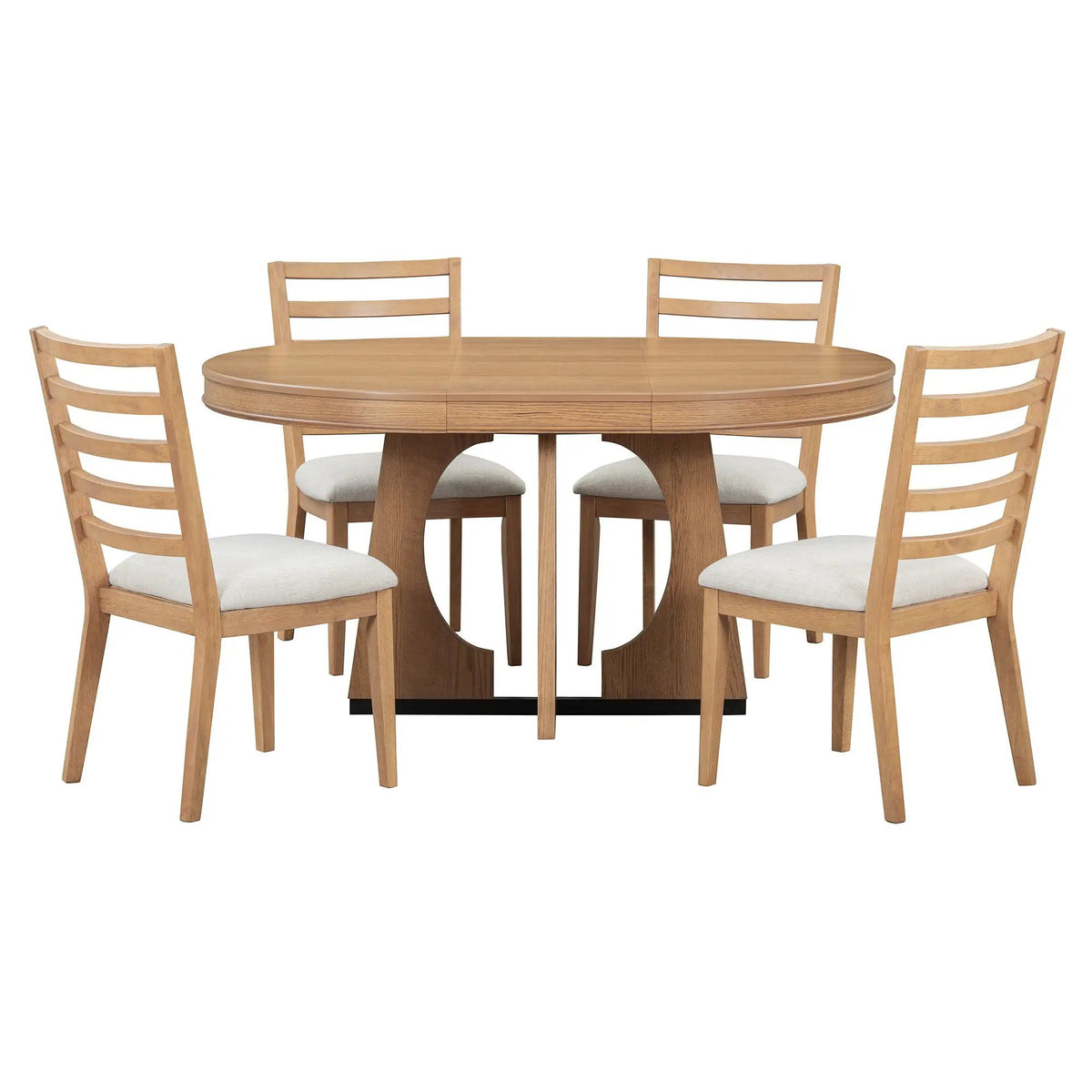 Round Dining Table Set | Extendable Top | 4 Chairs Included | 4 Seater
