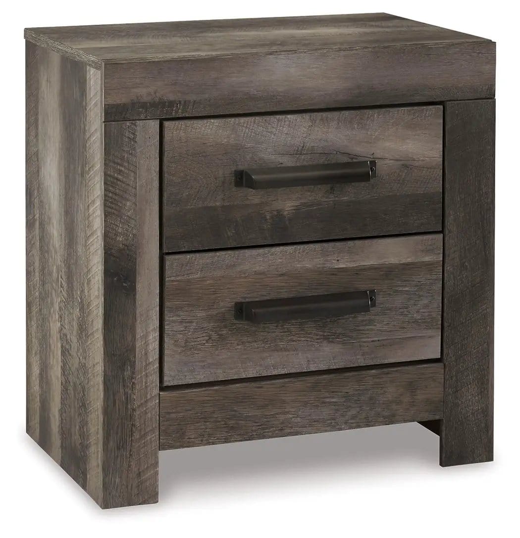 Wynnlow Two Drawer Night Stand Accent Nightstand | 23.66 x 15.31 x 24.41 in | Engineered Wood & Mdf | Gray