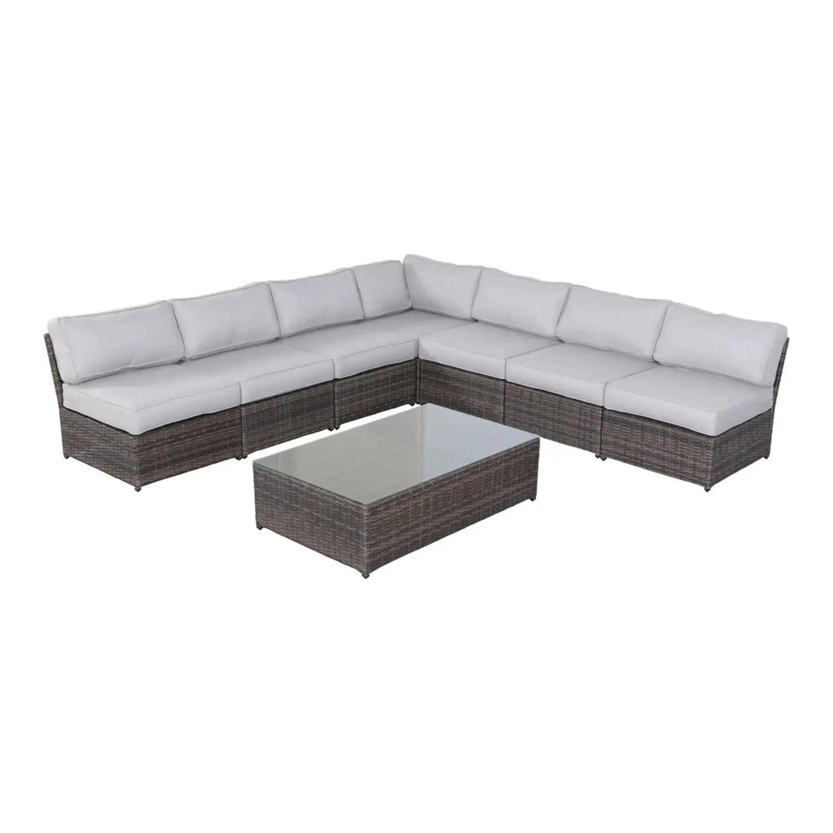 Outdoor Rattan Sectional Set | Half-Round HDPE Wicker | Rustproof Aluminum Frame | Fully Assembled