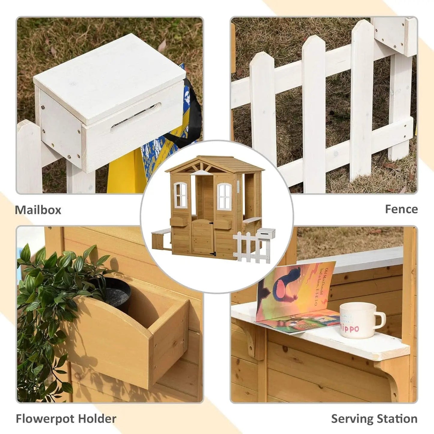 Kids Outdoor Wood Playhouse With Working Door And Windows from PriceLows™