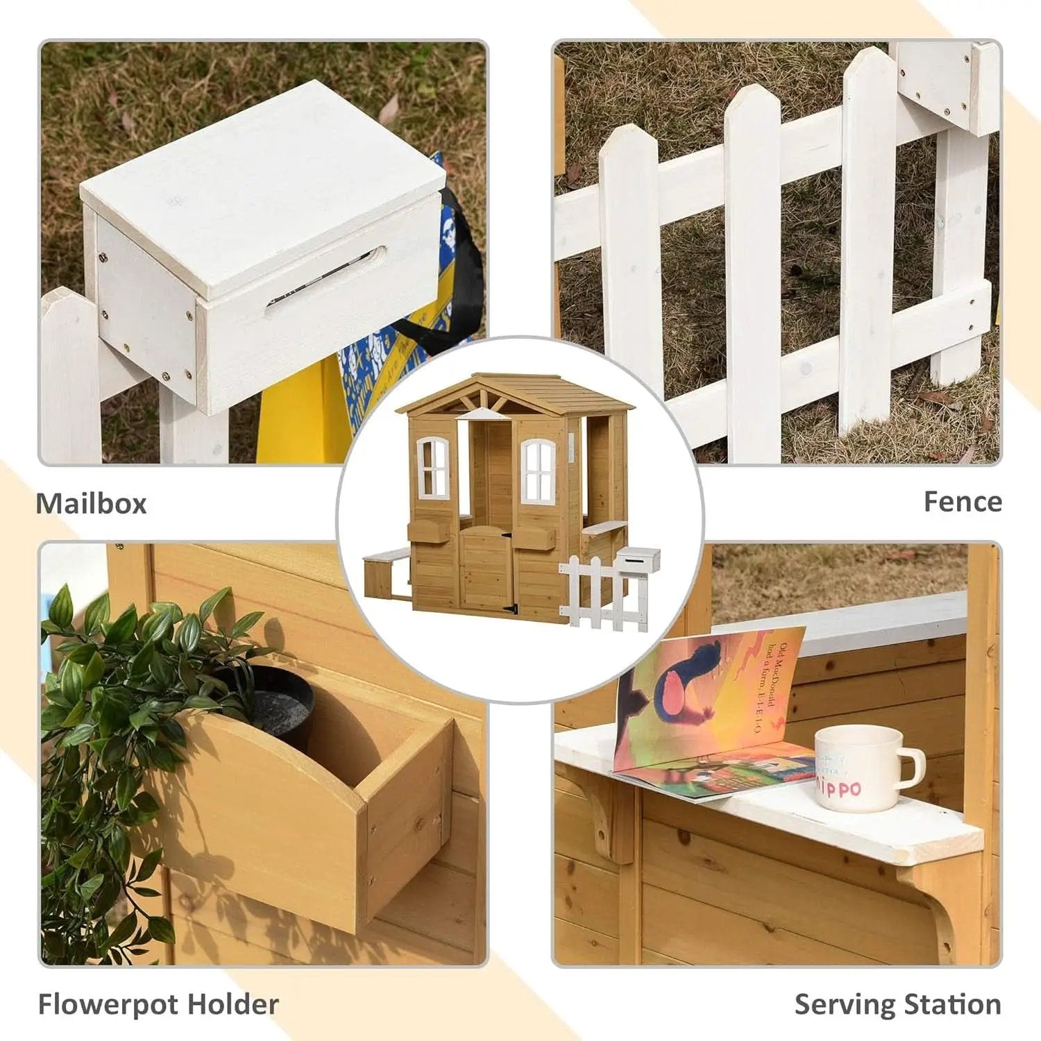 Kids Outdoor Wood Playhouse With Working Door And Windows from PriceLows™